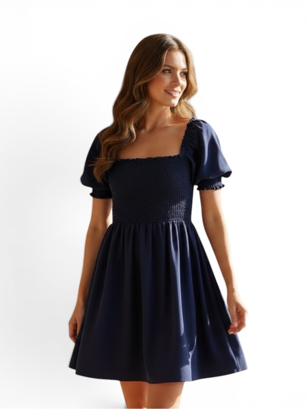 Hill House Home Navy Smocked Mini Dress | Size Small
